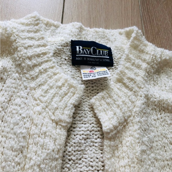 Vintage Bay Club Cream Boucle Oversized Cardigan Size M - Picture 4 of 10